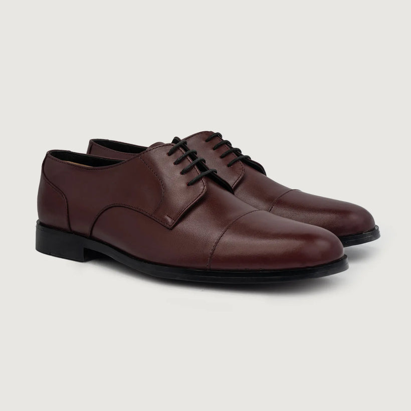 Attorney Derby Maroon Leather Shoes för Herr