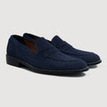 Baxton Blå Suede Läderloafers för Herr