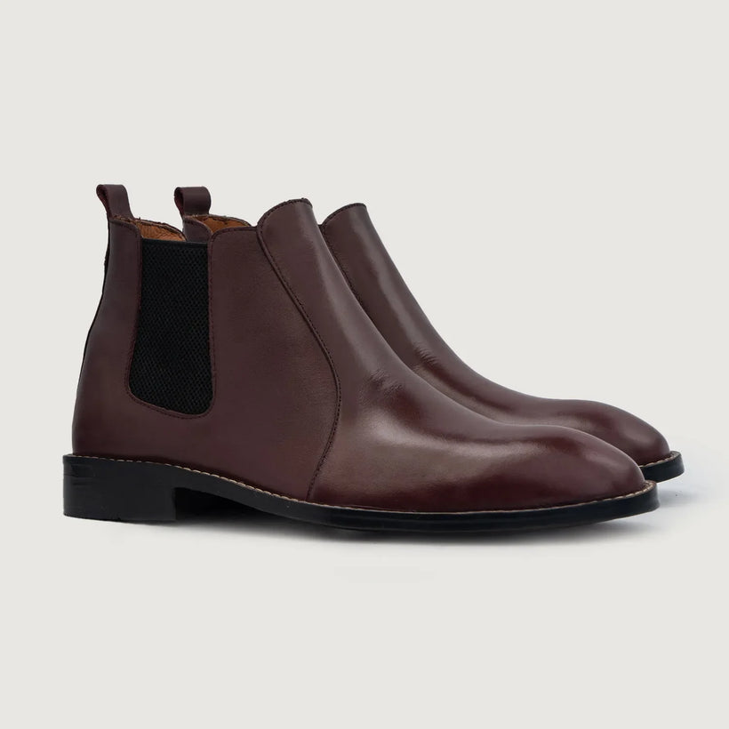 Clarkson Chelsea Maroon Leather Boots för Herr