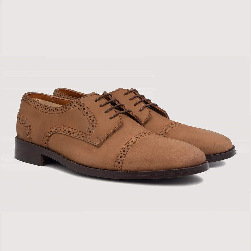 Dirk Brogues Derby Brun Nubuck Leather Shoes för Herr