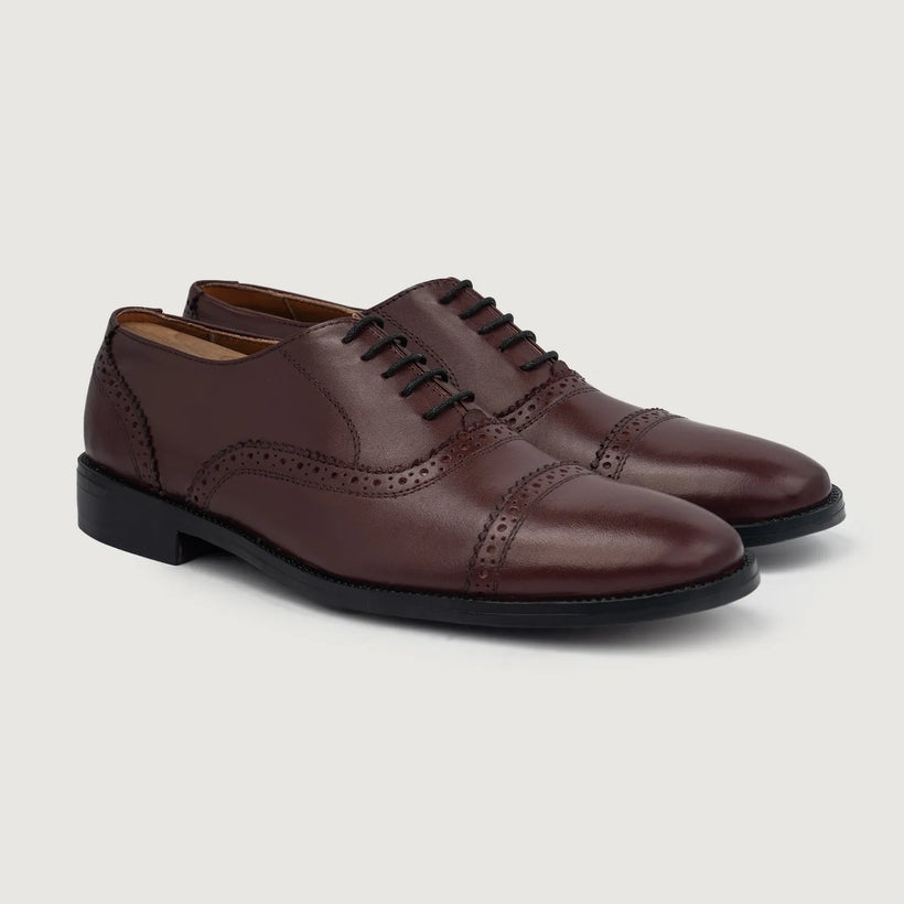 Greyson Brogues Oxford Maroon Leather Shoes för Herr