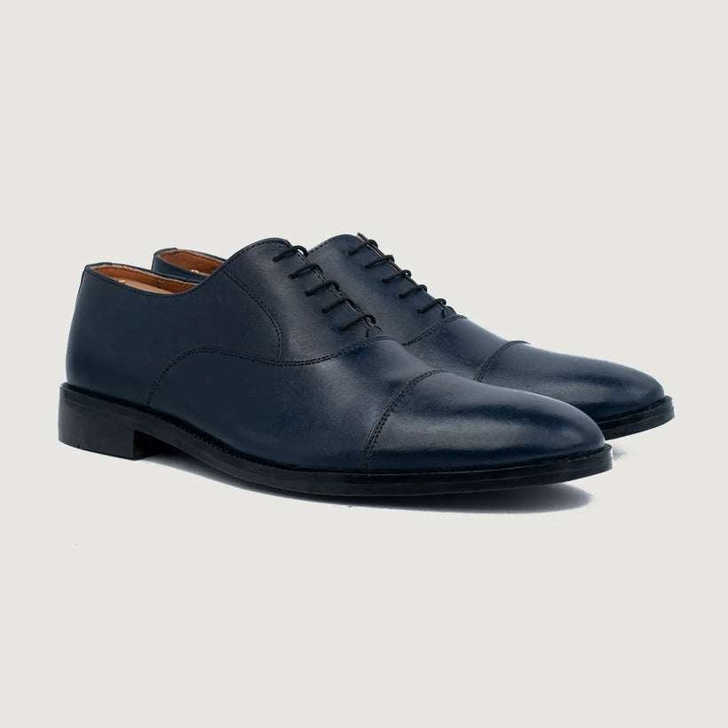 Professor Oxford Midnight Blue Leather Shoes för Herr