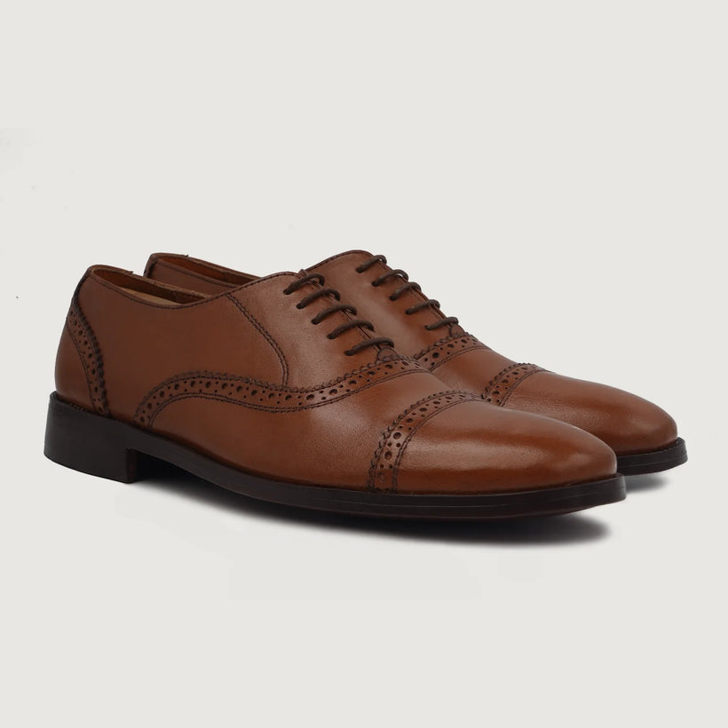 Greyson Brogues Oxford Ljusbrun Leather Shoes för Herr
