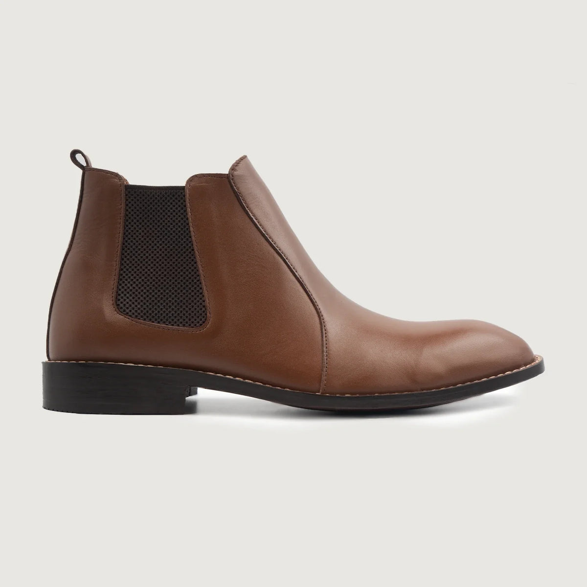 Brown Full-Grain leather Boots - Ritsrandsydd Goodyear-konstruktion och tåhätta