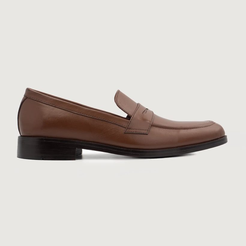 Baxton Brun Läderloafers för Herr
