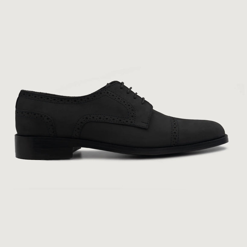 Dirk Brogues Derby Svart Nubuck Leather Shoes för Herr