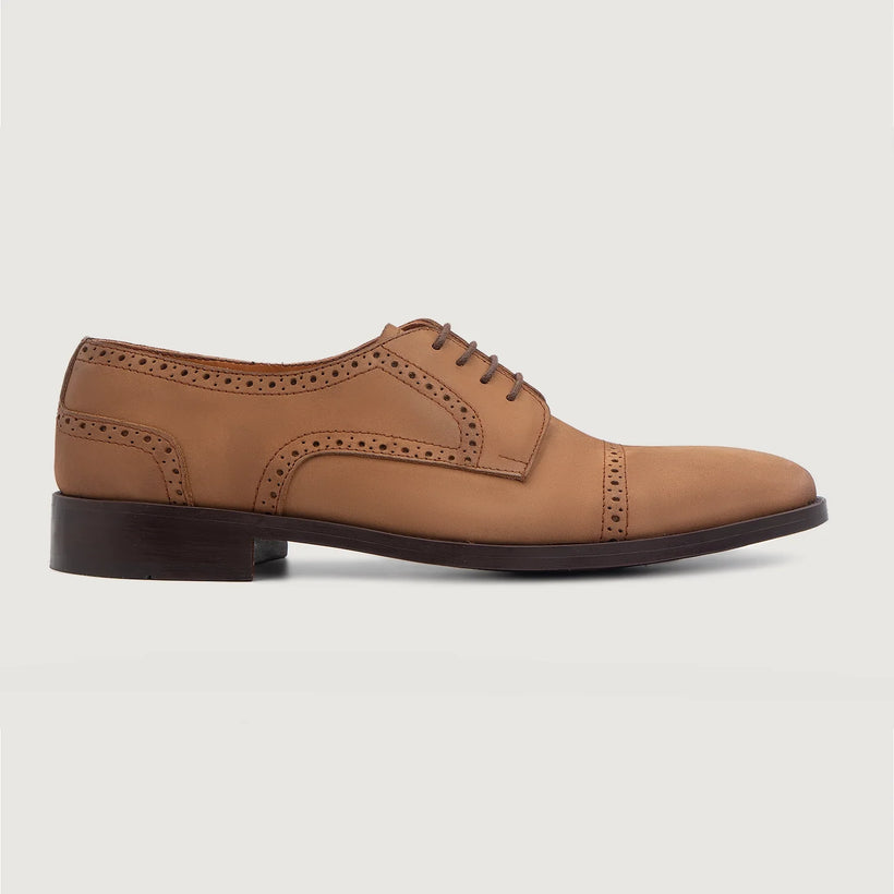 Dirk Brogues Derby Brun Nubuck Leather Shoes för Herr