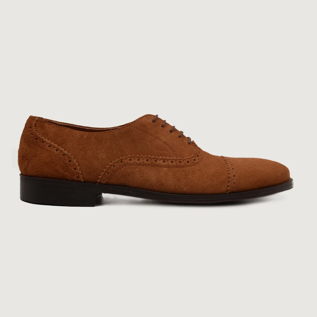 Brown Goatskin Suede Leather Shoes - Ritsrandsydd Goodyear-konstruktion och tåhätta