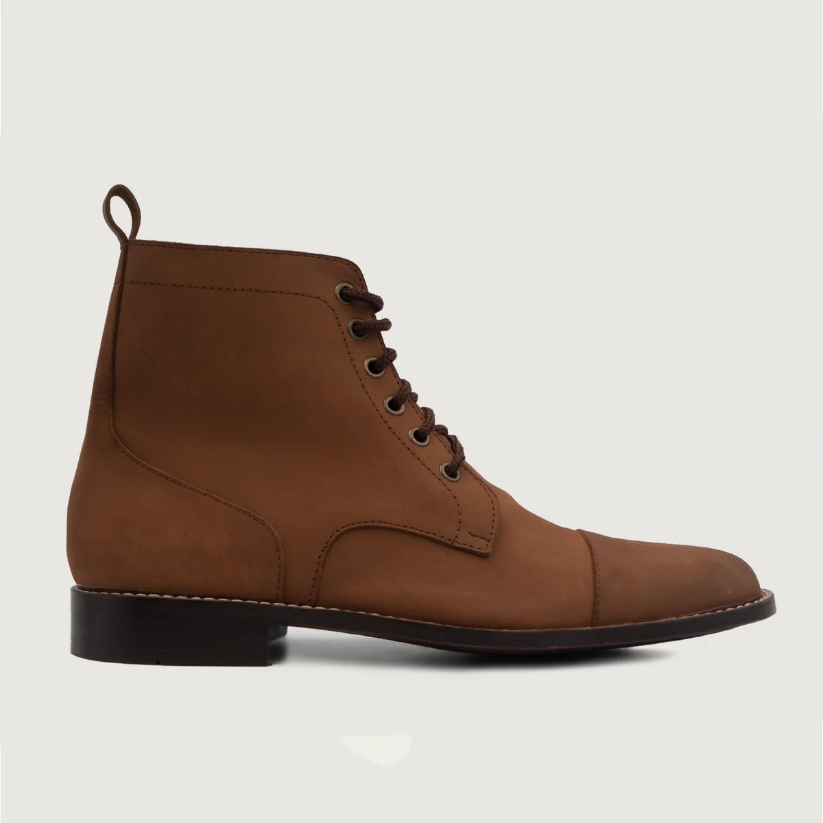 Brown Full-Grain leather Boots - Ritsrandsydd Goodyear-konstruktion och tåhätta