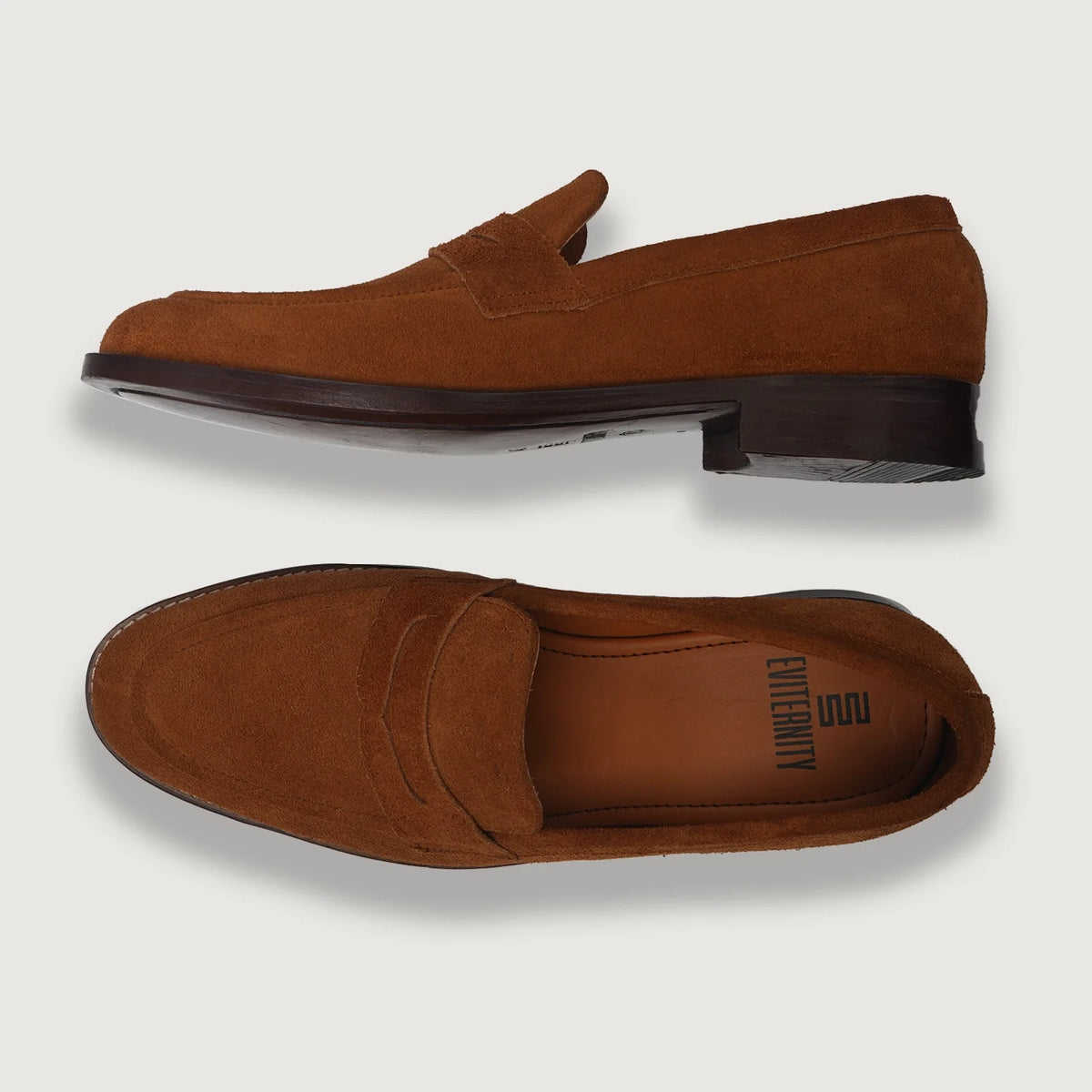 Baxton Brun Suede Läderloafers för Herr For Men - Förstärkt hälkappa och precisa dubbla sömmar
