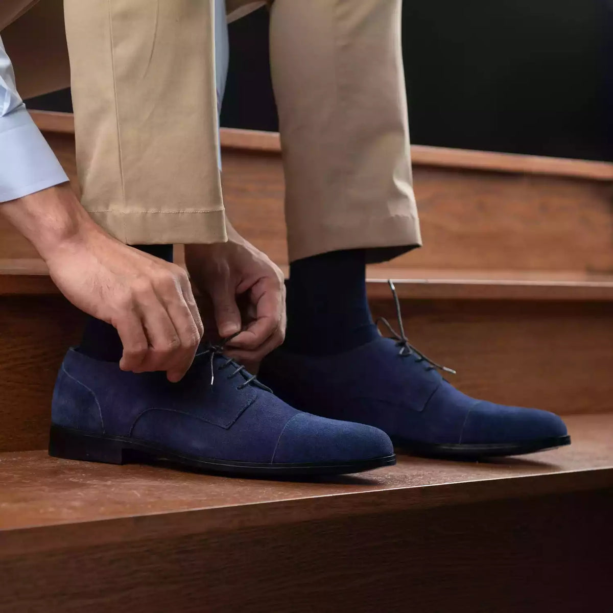 Orlaven Attorney Derby Midnight Blå Suede Läderskor för Herr footwear image 10