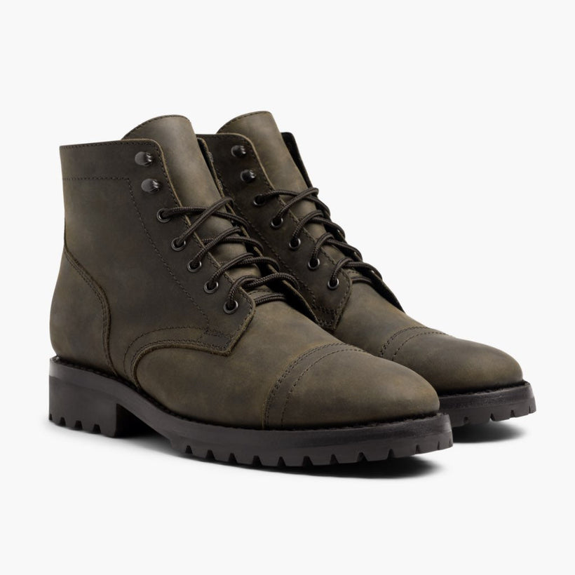 Captain StormKing® Dark Olive Matte Leather Boots för Herr