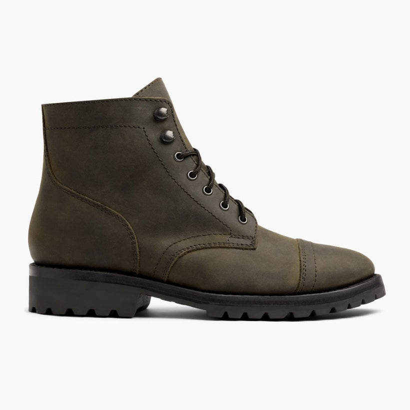 Captain StormKing® Dark Olive Matte Leather Boots för Herr