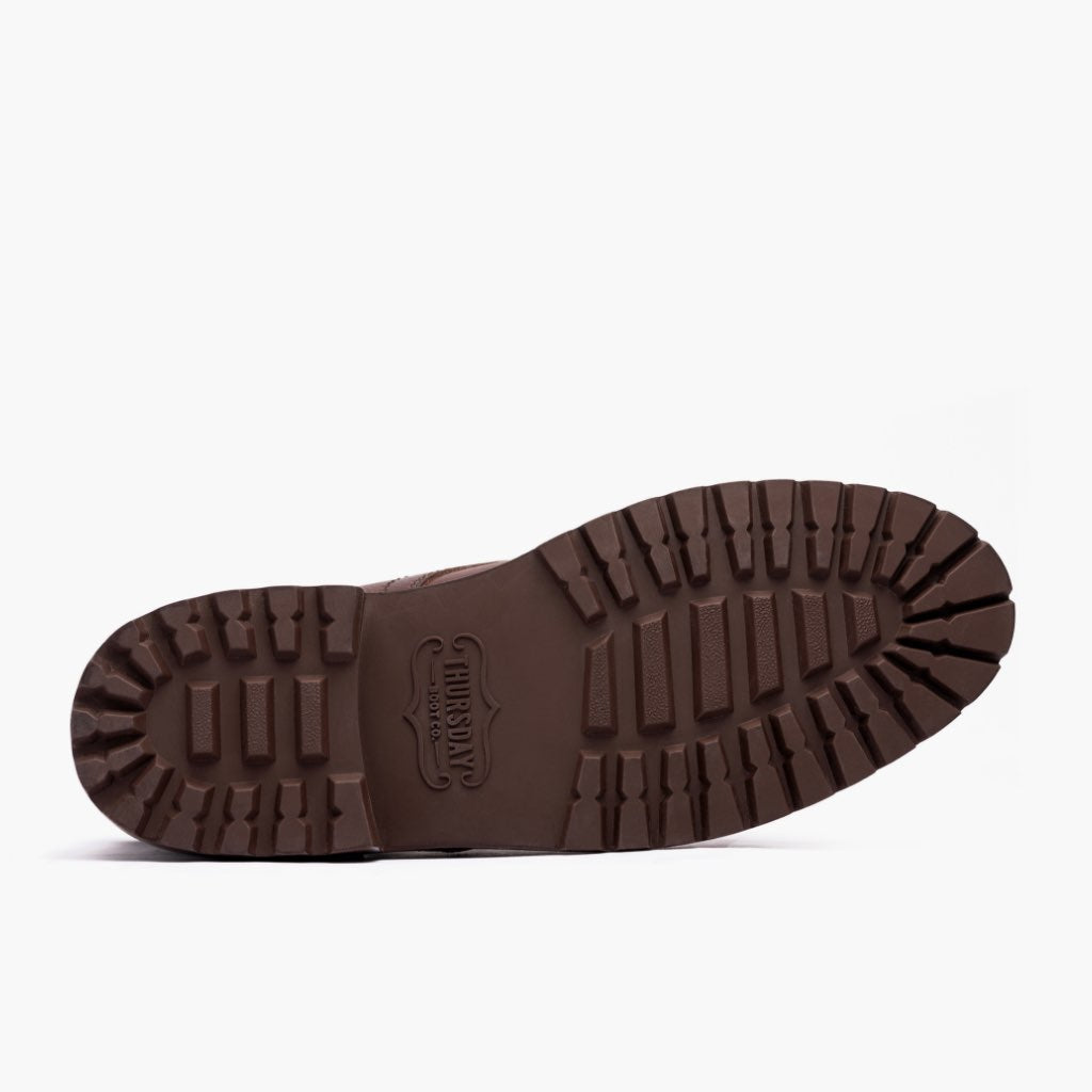 High-Traction Rubber Outsole & Lug Tread Pattern on Captain StormKing® Whiskey Läderkängor för Herr