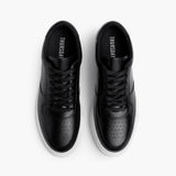 Court Black Leather Sneakers - Reinforced Heel Counter & Precision Double-Row Stitching Detail
