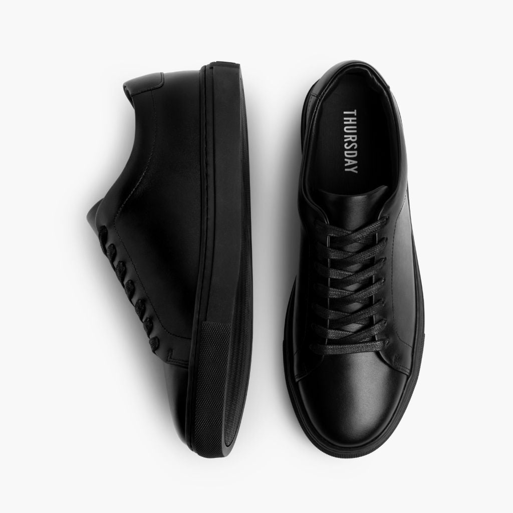 Encore Jet Svart Lädersneakers för Herr - Förstärkt hälkappa och precisa dubbla sömmar