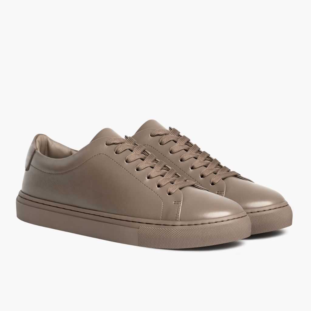 Encore Taupe Lädersneakers för Herr in Classic Full-Grain Leather - Sidovy | Handla online