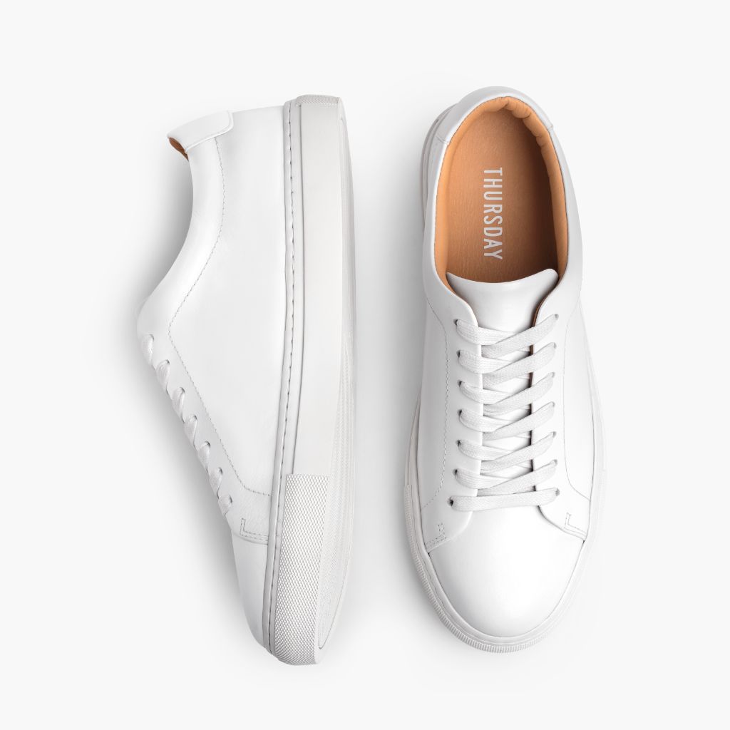 Encore White Leather Sneakers - Förstärkt hälkappa och precisa dubbla sömmar