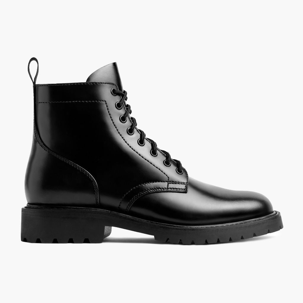 Black Full-Grain leather Boots - Ritsrandsydd Goodyear-konstruktion och tåhätta