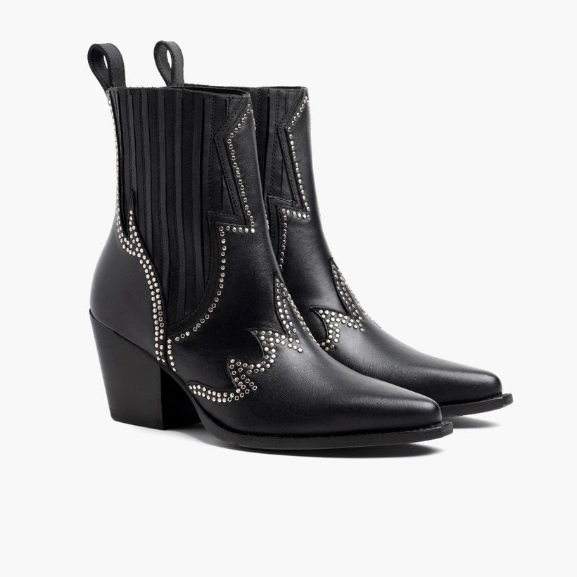 Icon Svart Leather Boots för Dam