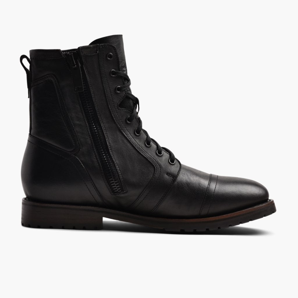 Black Full-Grain Leather Biker Jacket - Bakifrån med perfekt axelpassform och ren fåll