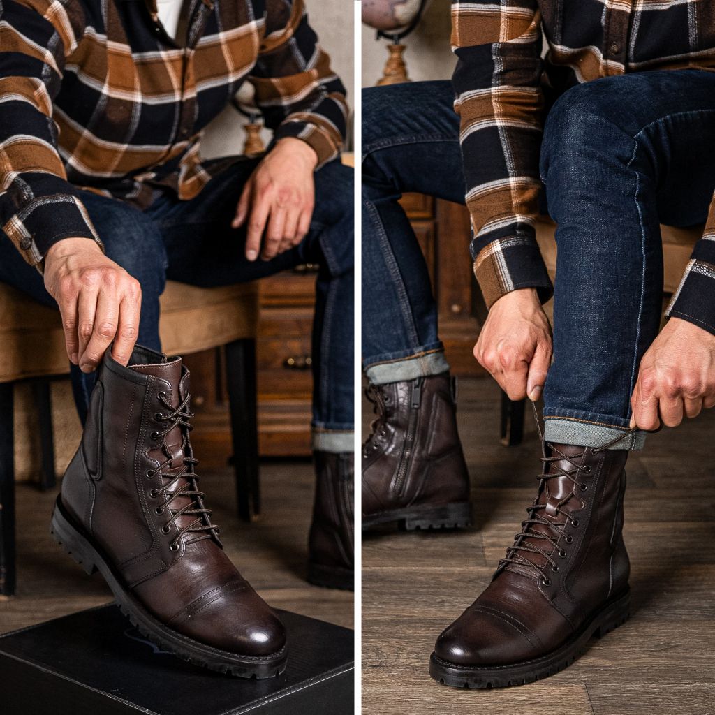 Tailored Rib Cuffs & Hem Craftsmanship Construction Detail on Casa Moto Old English Läderkängor för Herr