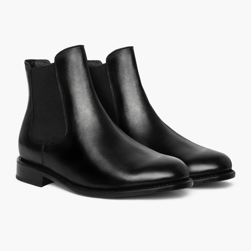 Cavalier Svart Leather Boots för Herr