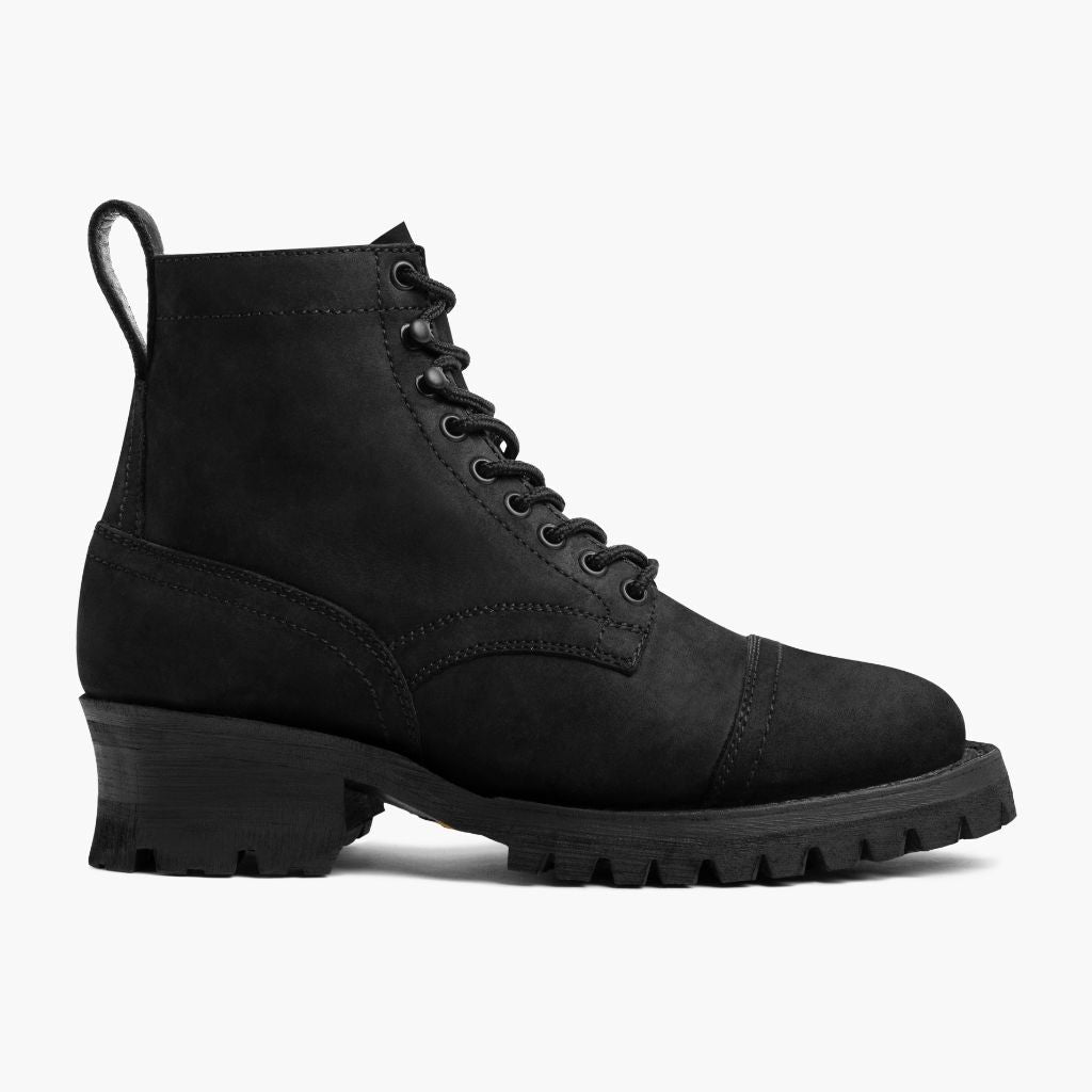 Black Full-Grain leather Boots - Ritsrandsydd Goodyear-konstruktion och tåhätta