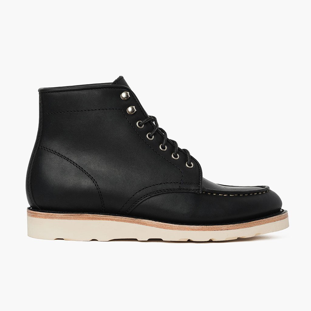 Black Full-Grain leather Boots - Ritsrandsydd Goodyear-konstruktion och tåhätta