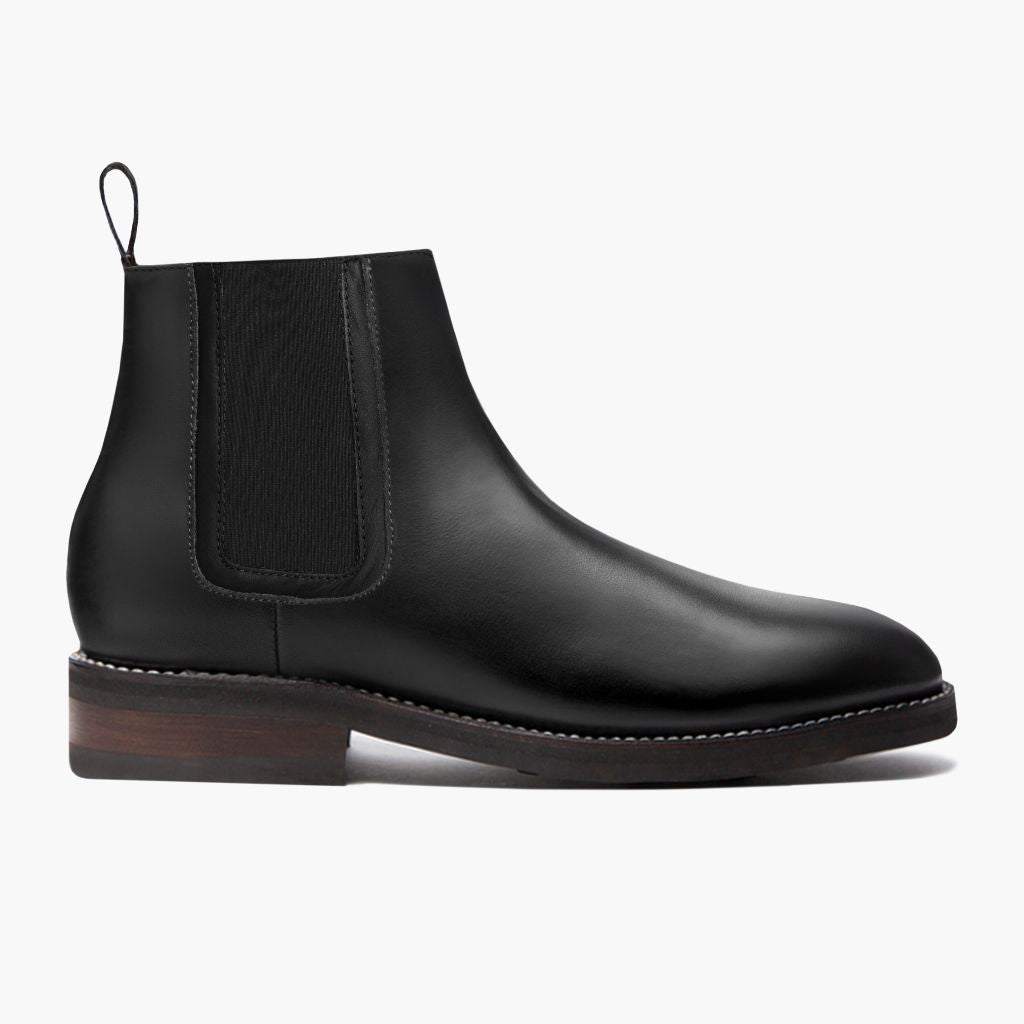 Black Full-Grain leather Boots - Ritsrandsydd Goodyear-konstruktion och tåhätta