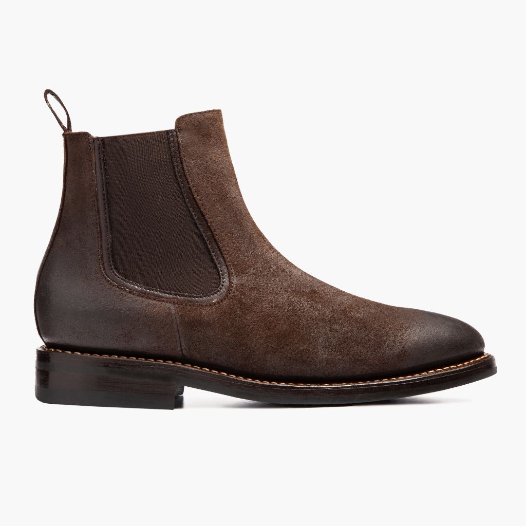 Chocolate Goatskin Suede Leather Boots - Ritsrandsydd Goodyear-konstruktion och tåhätta