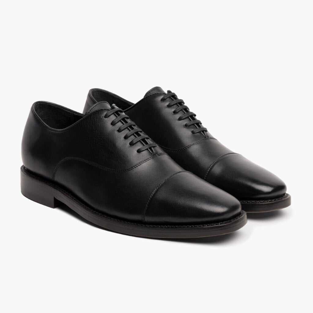 Executive Svart Lädersneakers för Herr i svart äkta nötskinn - Sidovy | Handla online