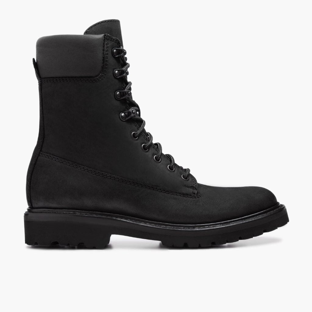 Black Full-Grain leather Boots - Ritsrandsydd Goodyear-konstruktion och tåhätta