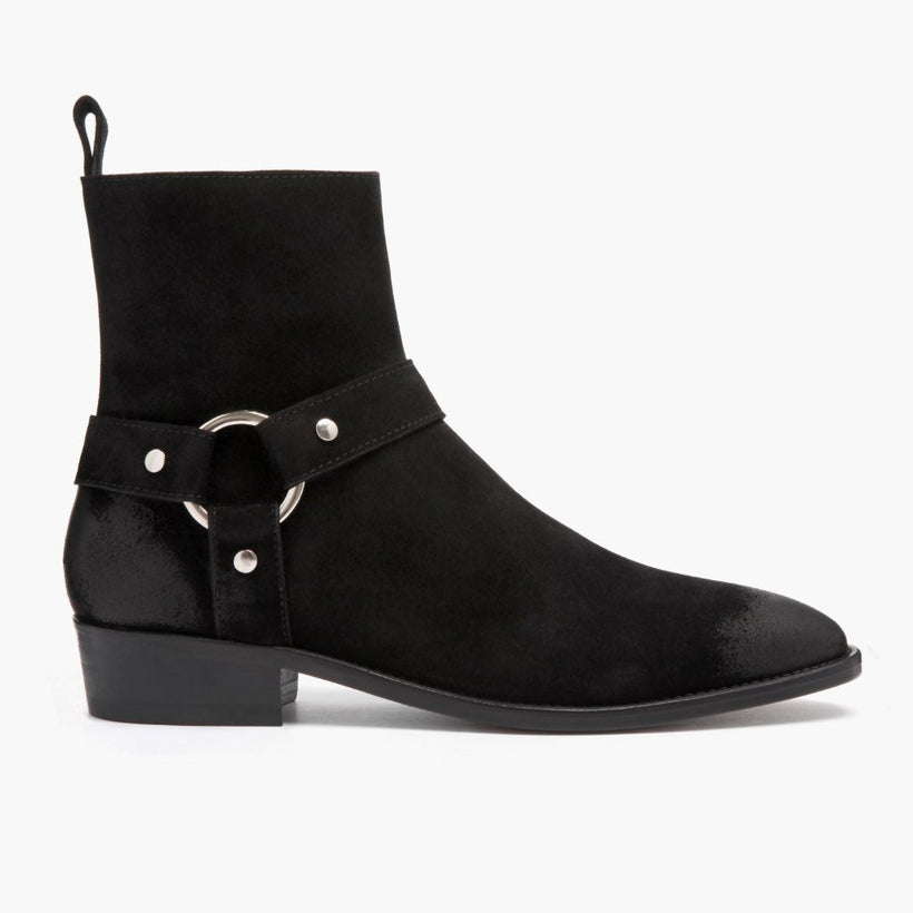 Harness Svart Suede Läderkängor för Herr