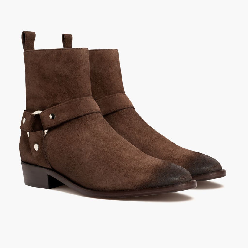Harness Dark Brun Suede Läderkängor för Herr