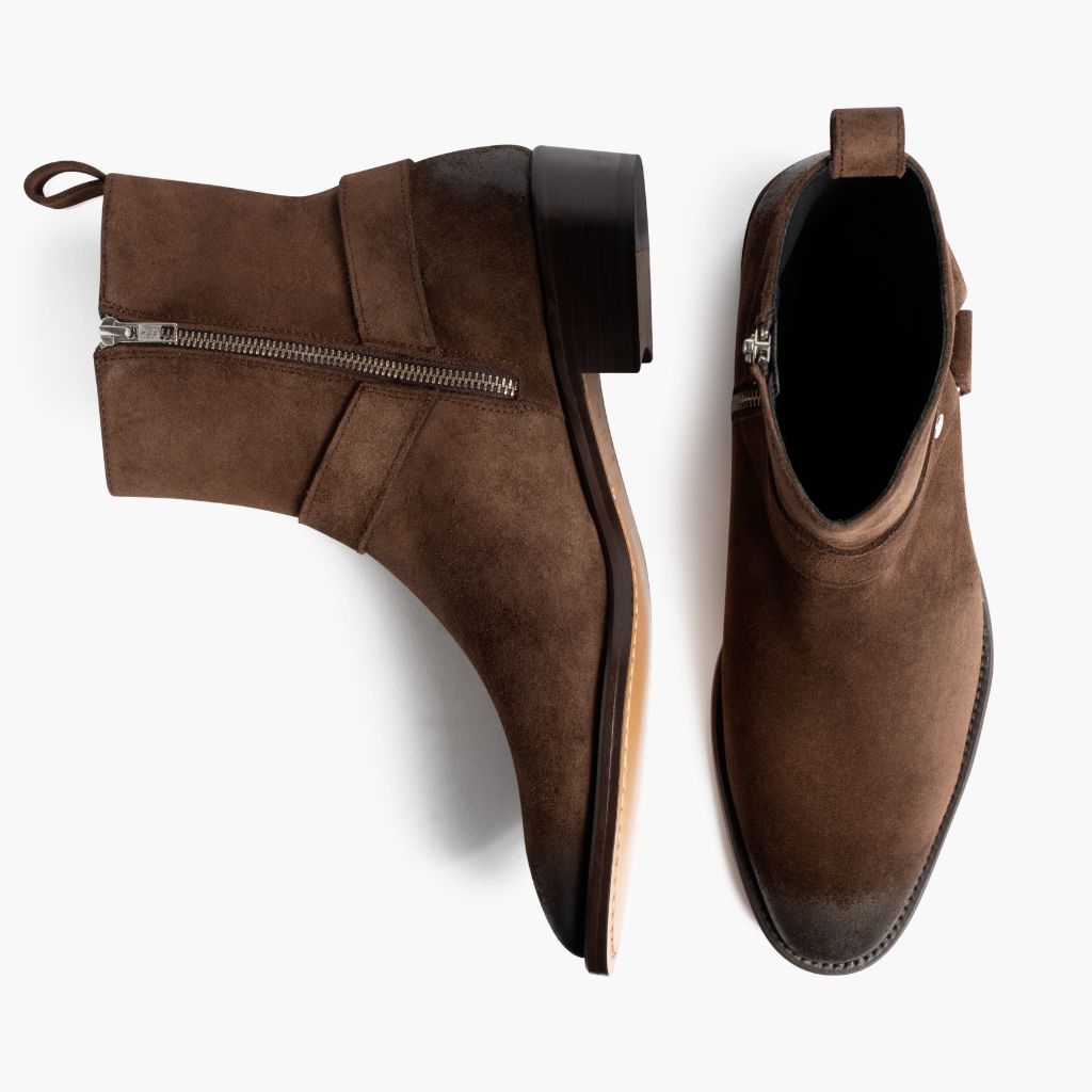 Harness Dark Brun Suede Läderkängor för Herr - Förstärkt hälkappa och precisa dubbla sömmar