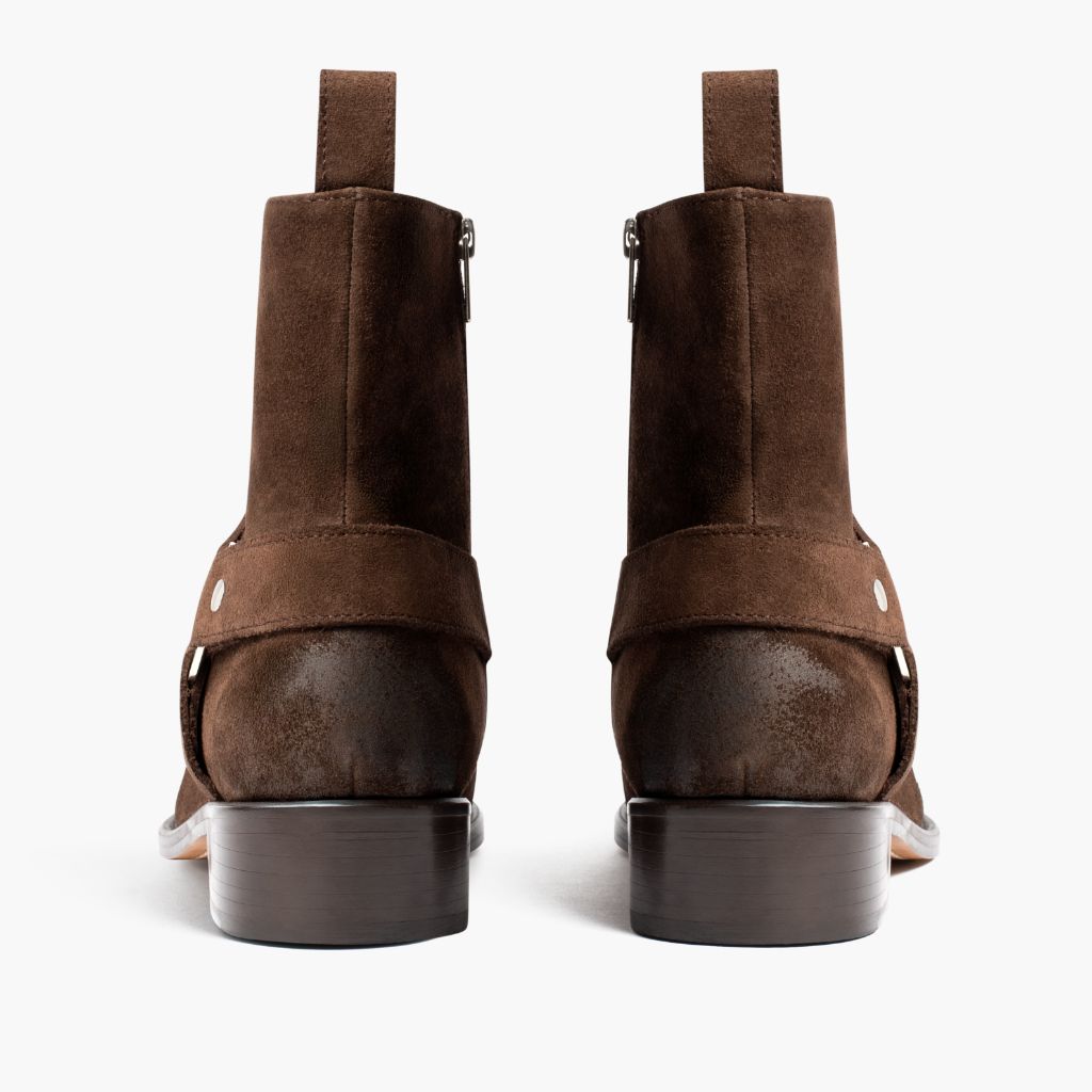 High-Traction Rubber Outsole & Lug Tread Pattern on Harness Dark Brun Suede Läderkängor för Herr