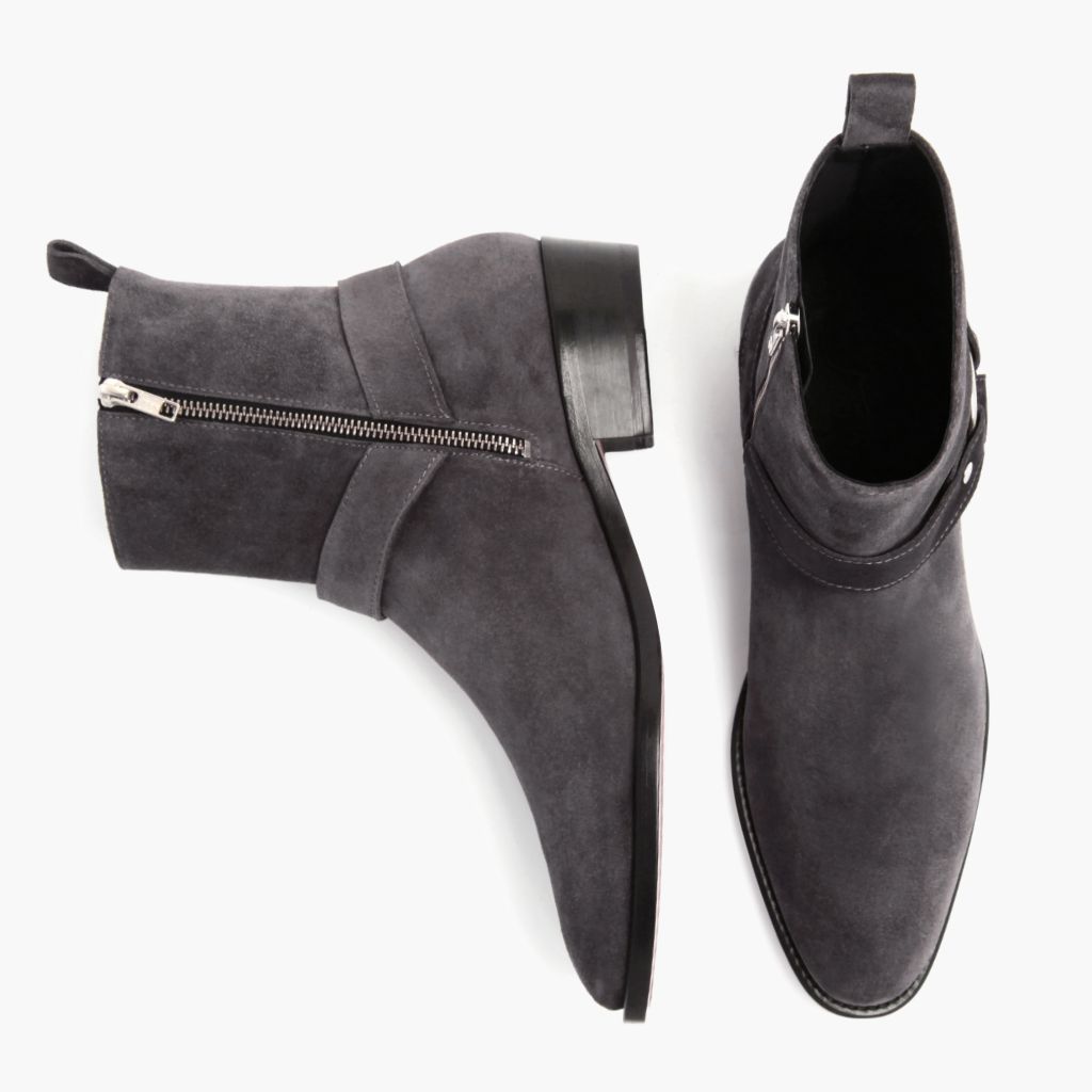 Harness Grey Suede Läderkängor för Herr - Förstärkt hälkappa och precisa dubbla sömmar