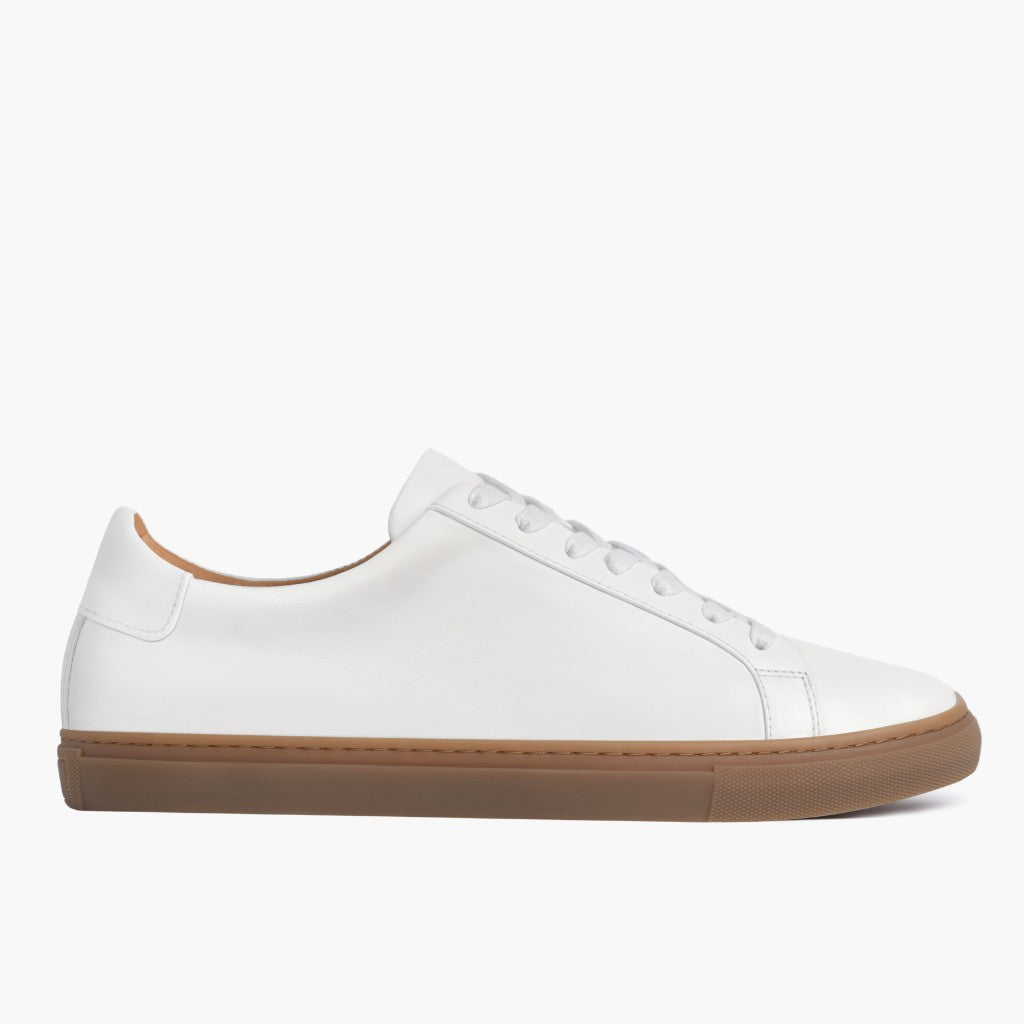 White Full-Grain leather Sneakers - Ritsrandsydd Goodyear-konstruktion och tåhätta
