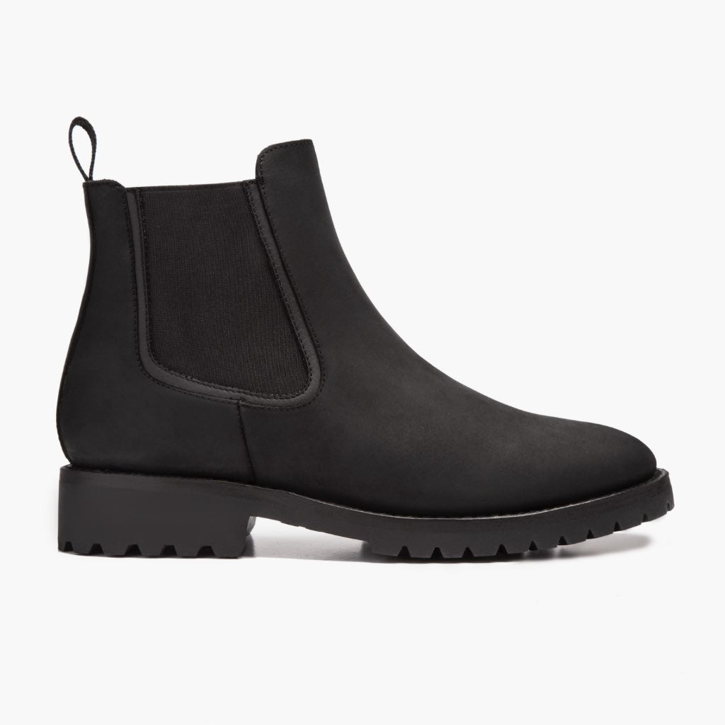 Black Full-Grain leather Boots - Ritsrandsydd Goodyear-konstruktion och tåhätta