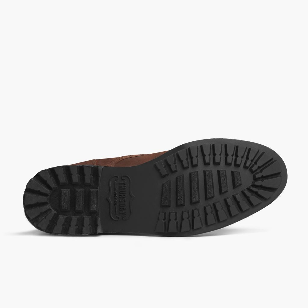High-Traction Rubber Outsole & Lug Tread Pattern on Logger Arizona Adobe Läderkängor för Herr