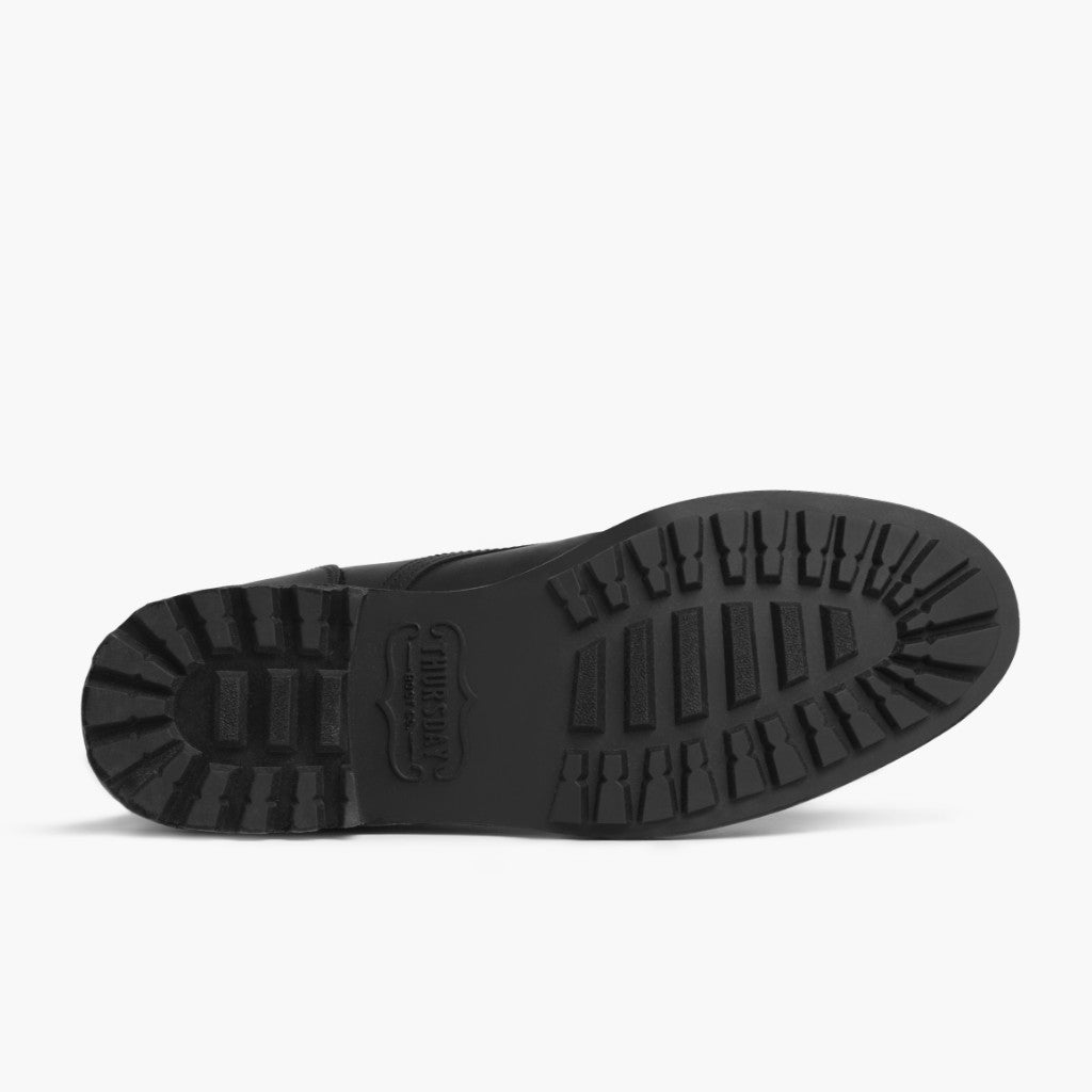 High-Traction Rubber Outsole & Lug Tread Pattern on Logger Svart Matte Läderkängor för Herr