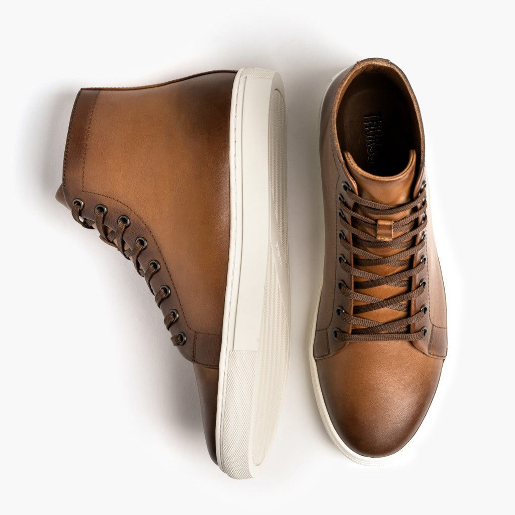 Premier High Top Toffee Lädersneakers för Herr For Men - Förstärkt hälkappa och precisa dubbla sömmar