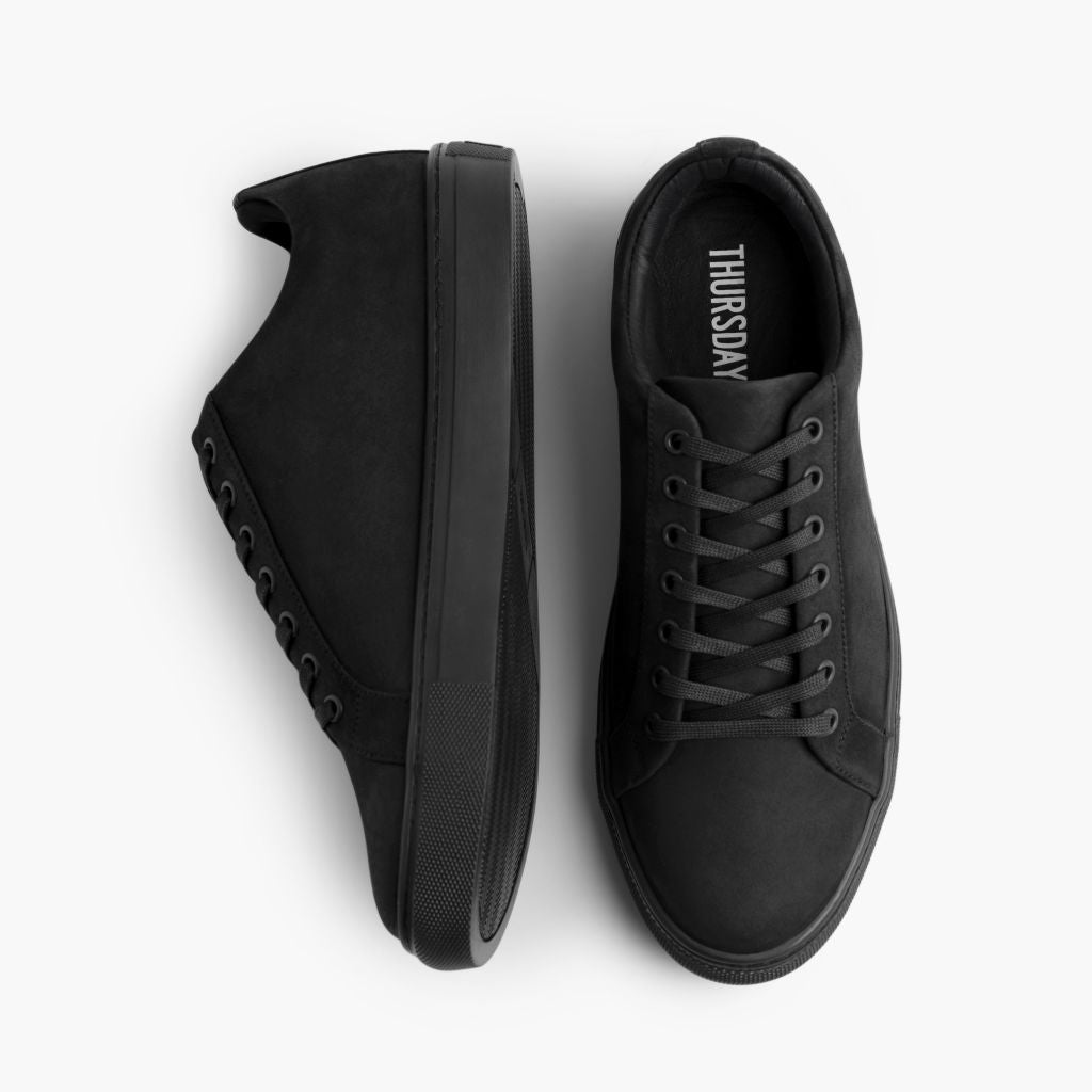 Premier Low Top Svart Matte Lädersneakers för Herr For Men - Förstärkt hälkappa och precisa dubbla sömmar