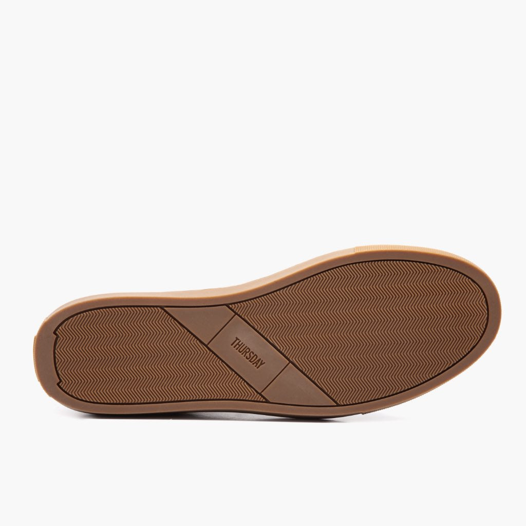 High-Traction Rubber Outsole & Lug Tread Pattern on Premier Low Top Cacao Lädersneakers för Herr For Men
