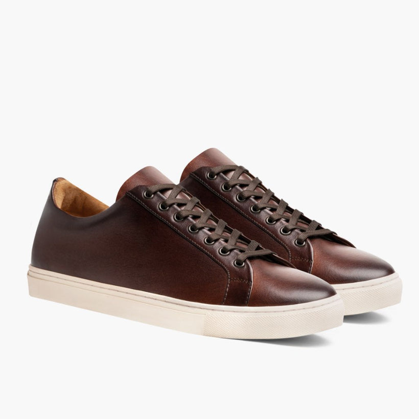 Premier Low Top Coffee Leather Sneakers för Herr