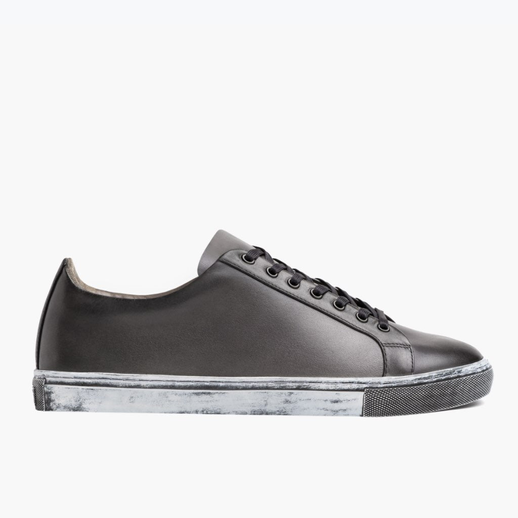 Grey Full-Grain leather Sneakers - Ritsrandsydd Goodyear-konstruktion och tåhätta