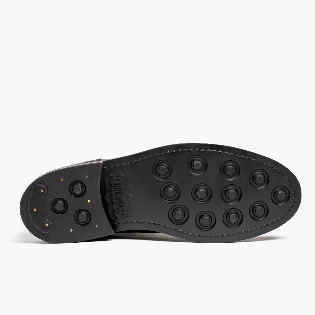 High-Traction Rubber Outsole & Lug Tread Pattern on President Svart Coffee Läderkängor för Herr For Men