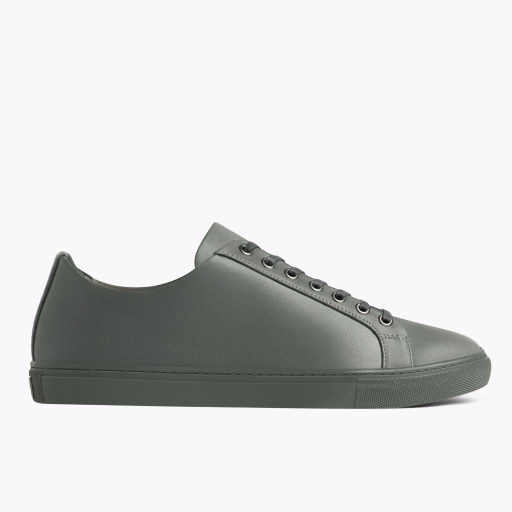 Grey Full-Grain leather Sneakers - Ritsrandsydd Goodyear-konstruktion och tåhätta