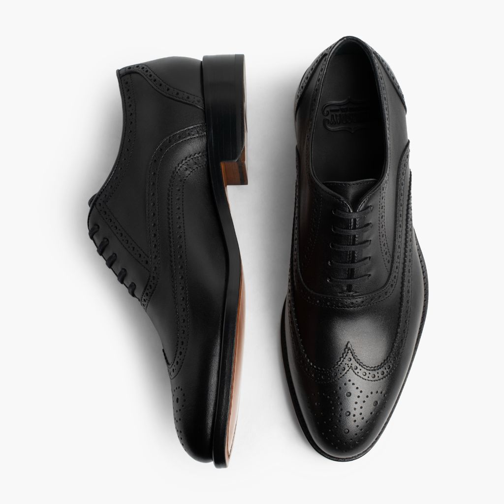 Aviator Svart Läderloafers för Herr - Sidoprofil som visar ärmskärning